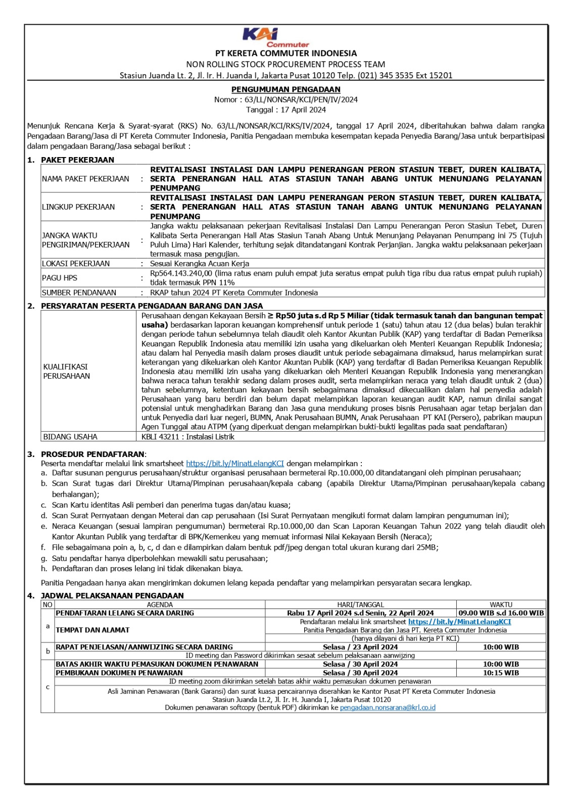 63. pengumuman pengadaan